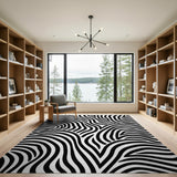 Boho Chic Black and White Bold Black White Zebra Stripe Area Rug