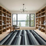 3D Geometric Stripe Area Rug in Black White