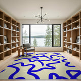 Blue Wavy Lines Abstract Area Rug