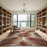 Orange Burnt Orange Palm Frond Area Rug