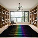 Vibrant Rainbow Wave Geometric Area Rug