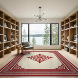 Red Red Ornate Medallion Persian Area Rug