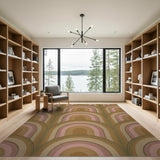 Layered Arch Brown Tan Area Rug