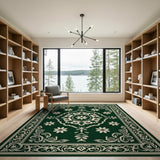 Emerald Green Persian Floral Medallion Green Rug
