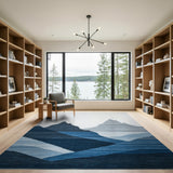 Blue and Teal Layered Blue Mountains Geometric Area Rug