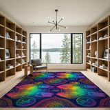 Vibrant Tropical Stamp Washable Area Rug