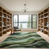 Lush Green Ocean Waves Area Rug
