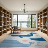Playful Whales Dolphins Kids Area Rug
