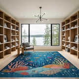 Whimsical Underwater Fish Coral Area Rug