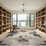 Geometric Modern Modern Geometric Beige Grey Area Rug