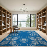 Navy Blue Mandala Floral Area Rug