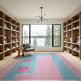 Cute Pink Smiley Faces Kids Area Rug