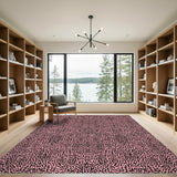 Pink Leopard Print Washable Area Rug