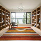 Vibrant Orange Arch Geometric Area Rug