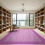 Pink Fish Scale Area Rug with Ornate Border