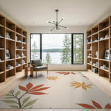 Beige Autumn Maple Leaves Area Rug