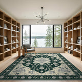 Emerald Green Traditional Persian Floral Rug