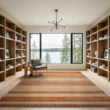 Orange Geometric Striped Woven Area Rug