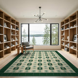 Green Windowpane Check Area Rug