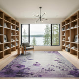 Purple Floral Blossom Vintage Area Rug