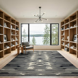 Bold Black White Geometric Stripe Area Rug