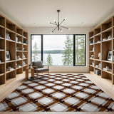 Brown Tan Lattice Geometric Area Rug
