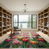 Vibrant Tulip Basket Weave Area Rug