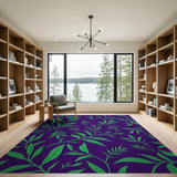Purple Eucalyptus Leaf Silhouette Area Rug