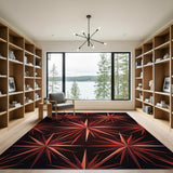 Geometric Modern Bold Red Starburst Geometric Area Rug