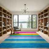 Stripe Vibrant Rainbow Stripe Area Rug