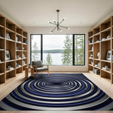 Hypnotic Blue Vortex Geometric Area Rug