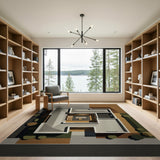 Geometric Modern Courtyard House Aerial Rug