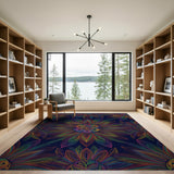 Vibrant Rainbow Boho Floral Area Rug
