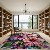 Vibrant Hibiscus Watercolor Area Rug