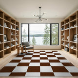 Classic Brown White Checkered Area Rug