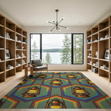 Glowing Lantern Rainbow Hexagon Rug