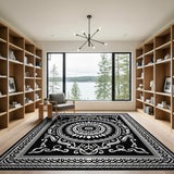 Black and White Black White Persian Mandala Area Rug