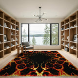 Blazing Inferno Flames Abstract Area Rug