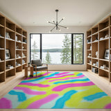 Vibrant Wavy Brush Stroke Abstract Area Rug