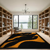 Fiery Orange Flames Geometric Area Rug