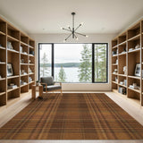 Brown Plaid Rustic Farmhouse Area Rug