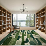 Green Cactus Abstract Southwestern Rug