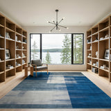 Modern Blue Grey Geometric Abstract Area Rug