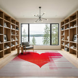 Red Glitch Heart Geometric Area Rug