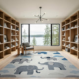 Playful Elephant Clouds Kids Area Rug