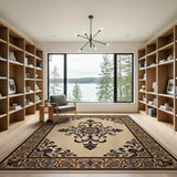 Ornate Beige and Neutral Ornate Beige Persian Medallion Area Rug
