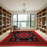 Red Traditional Persian Mandala Area Rug
