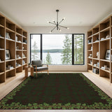 Red Leaf Vine Border Area Rug