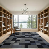 Grey Modern Geometric Grey Patchwork Area Rug