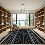 Geometric Modern Bold Vertical Black White Striped Area Rug